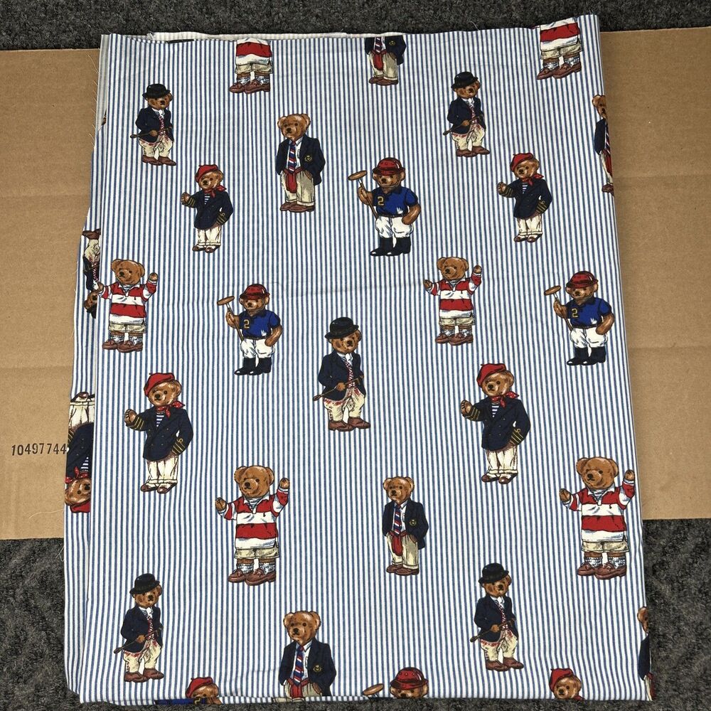 Ralph Lauren Polo Bear Fabric, 75”x 48” For Crafts Bedding Curtains